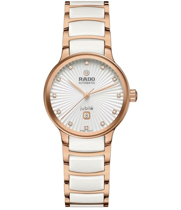 ラド レディース 付属物 ウオッチ ティーシャツ RADO Women\u0027s Centrix Diamonds Automatic Two Tone Stainlessteel Rose Gold Bracelet Watch White 白いこと