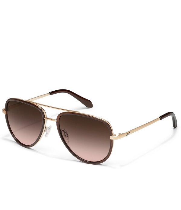 クエイ レディース 佩び物 サングラス・アイウェア QUAY Unisex All In Medium 49粍 Aviator Mirrored Sunglasses Dark Brown/Brown Rose 赤銅色