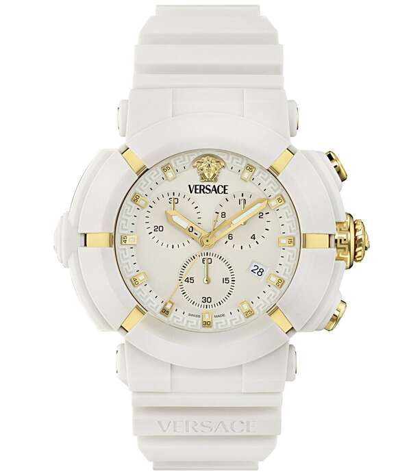 ヴェルサーチ レディース 付属物 ウオッチ Versace Men\u0027s Real Active Chronograph Strap Watch White 白いこと