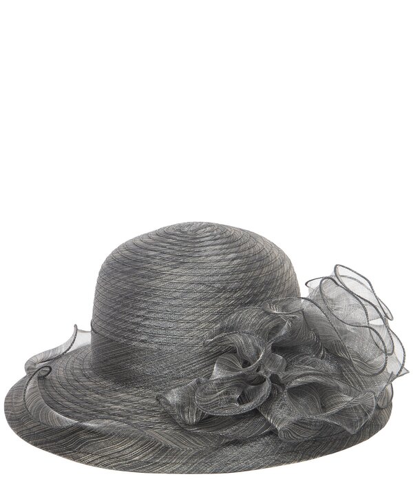 サンディエゴハット レディース 付属物 鳥打ち帽 フラウンス メッシュ San Diego Hat Company Organza Ruffle Mesh Roundress Hat Grey 薄墨色