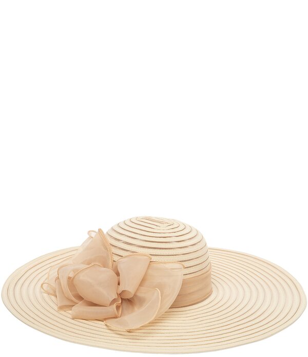 サンディエゴハット レディース 付属物 鳥打ち帽 御花柄 御花 San Diego Hat Company Wide Brim Floral Bow Detail Dress Hat Natural