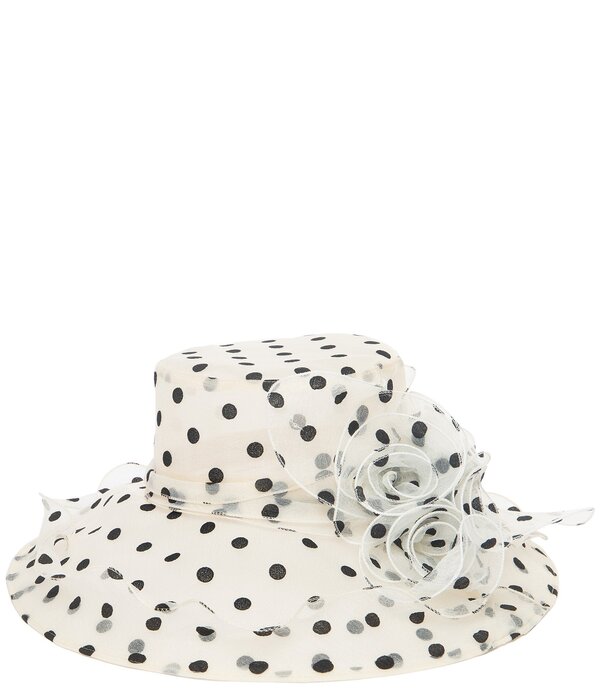 サンディエゴハット レディース 付属物 鳥打ち帽 一点柄 一点 San Diego Hat Company Polka Dot Rosette Dress Hat White Black 白いこと