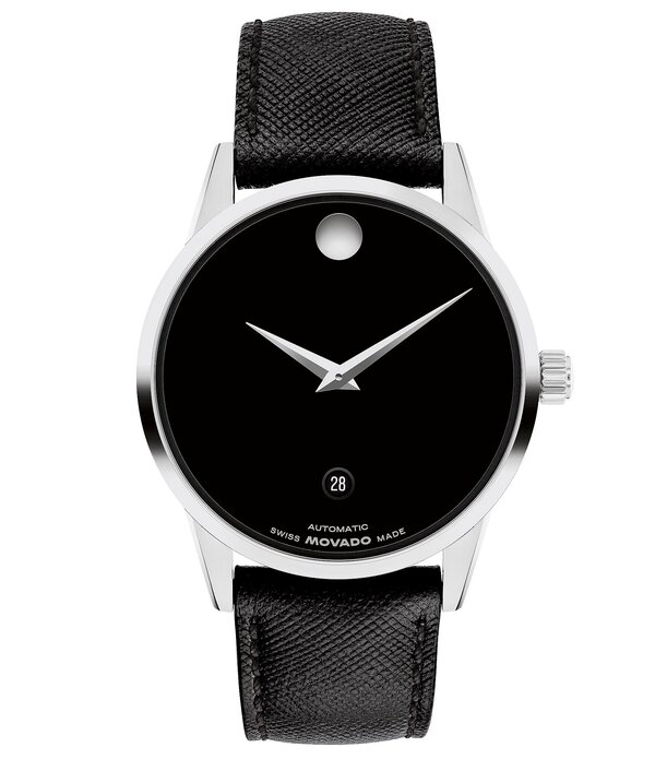 モバド レディース 付属物 ウオッチ なめし革 Movado Men\u0027s Museum Classic Automatic Black Leather Strap Watch Black 黒いこと