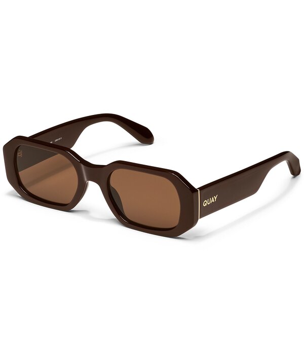 クエイ レディース 佩び物 サングラス・アイウェア QUAY Unisex Hyped Up 38粍 Rectangle Sunglasses Chocolate/Brown 赤銅色