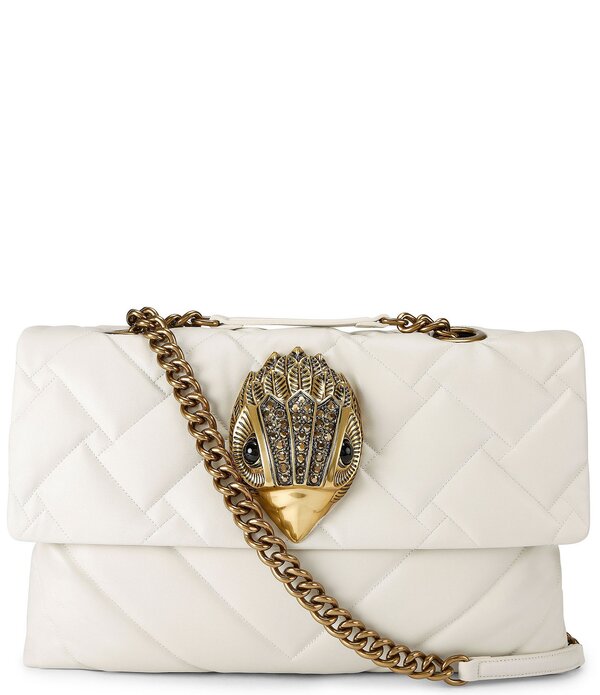カートジェイガーロンドン レディース 御徒面子 なめし革 Kurt Geiger London Macro Kensington Drench Leather Crossbody Bag White 白いこと