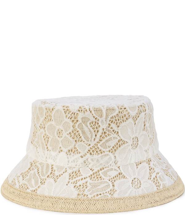 アンナ\u0026アヴァ レディース 付属物 鳥打ち帽 オーバーレイ Anna \u0026 Ava Eyelet Overlay Straw Bucket Hat Natural