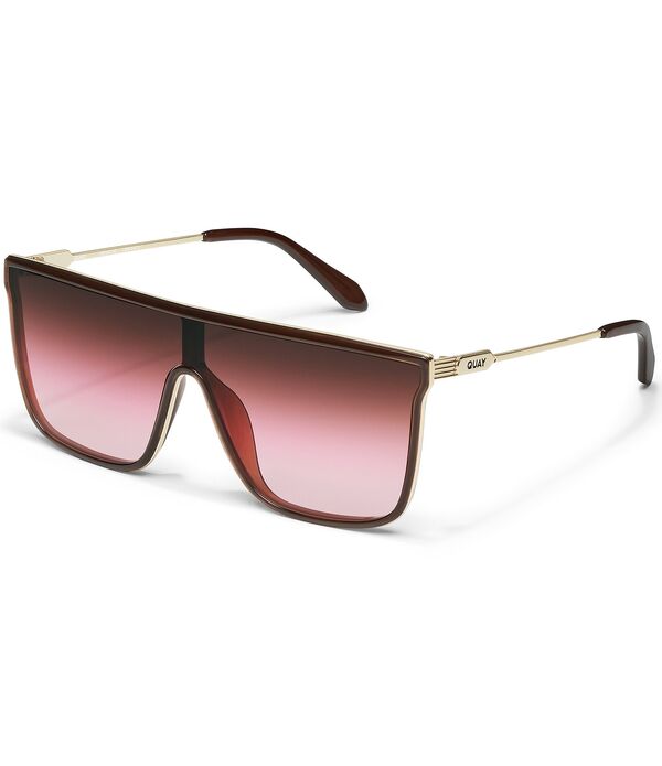クエイ レディース 佩び物 サングラス・アイウェア QUAY Unisex Nightfall Remixed Shield Sunglasses Dark Chocolate/Rouge Glow 黒茶