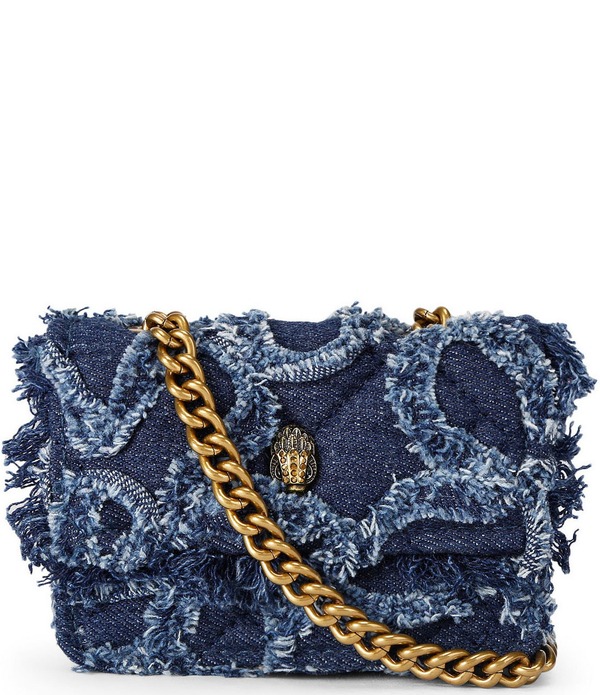 カートジェイガーロンドン レディース バッグ デニム Kurt Geiger London Micro Kensington Denim Frayed Crossbody Bag Blue denim デニム|ReVida 店