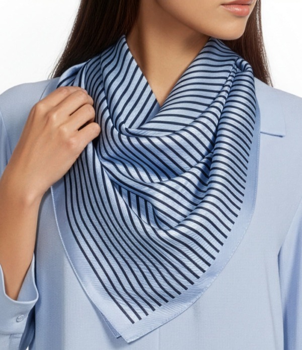 エイリーンフィッシャー レディース 添え物 消音装置・袈裟・えり巻き 刷り上げる 絹地 Eileen Fisher Striped Printed Silk Twill Bandana Scarf Skylight 縞模様
