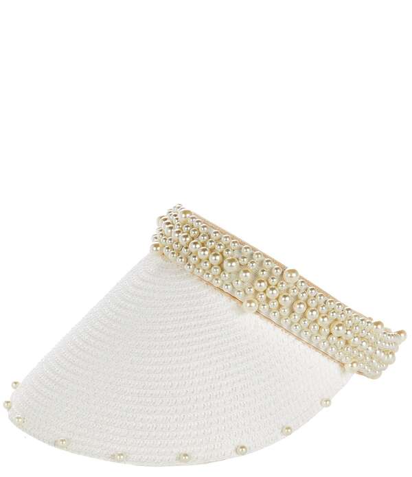 ナターシャ 佩び物 レディース かぶり笠 Natashaccessories Pearl Trim Visor Hat White 白いこと