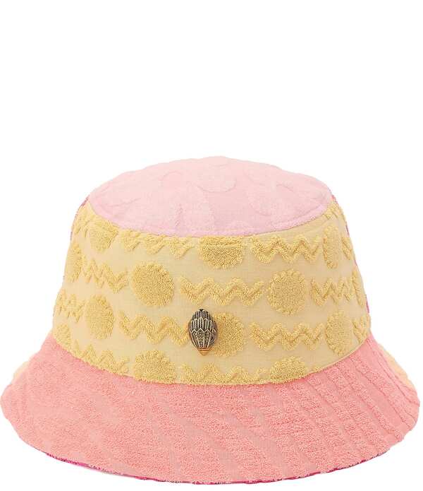 カートジェイガーロンドン レディース 佩び物 かぶり笠 パッチワーク Kurt Geiger London Towelling Patchwork Bucket Hat Fuchsia フューシャ