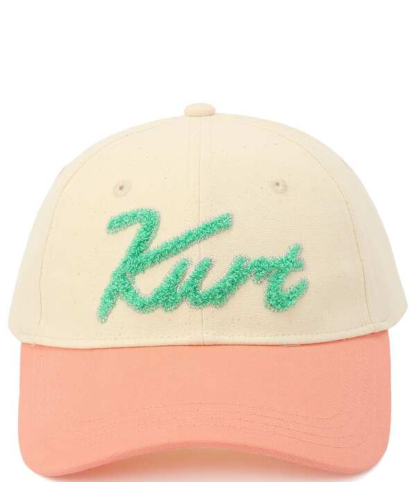 カートジェイガーロンドン レディース 佩び物 かぶり笠 旗がしら ロゴタイプ Kurt Geiger London Kurt Script Logo Baseball Cap Coral Glow コーラル