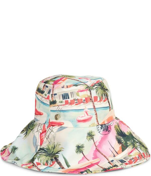 ヴィンスカムート レディース 付属物 鳥打ち帽 刷り上げる Vince Camuto Postcard Tropical Print Floppy Bucket Hat Pale Blush 毛はらい