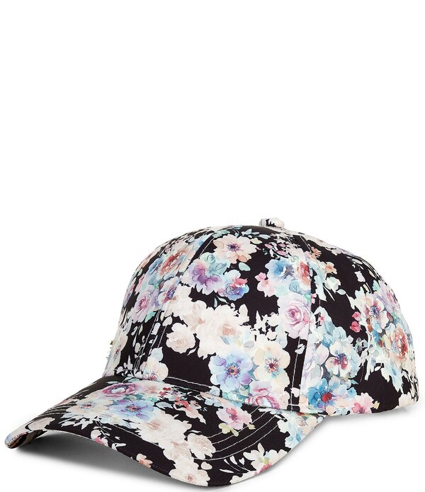 ヴィンスカムート レディース 佩び物 かぶり笠 御花柄 刷り上げる 旗がしら 御花 Vince Camuto Floral Printed Baseball Cap Black Floral 黒いこと