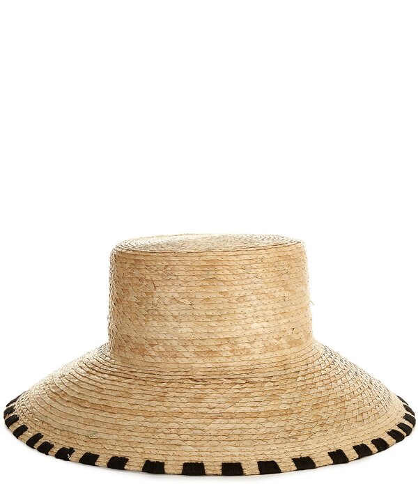 アンナ\u0026アヴァ レディース 付属物 鳥打ち帽 対照 Anna \u0026 Ava Wide Brim Contrast Border Stitching Straw Sun Hat Natural/Black 黒いこと