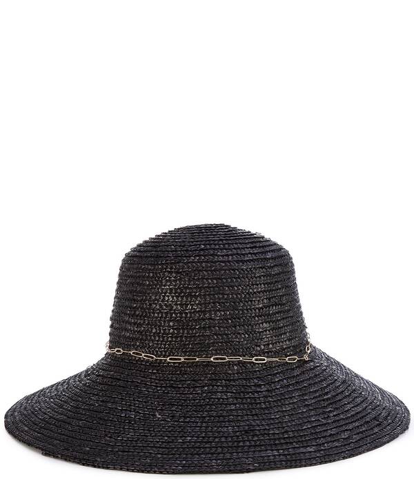 アンナ\u0026アヴァ レディース 付属物 鳥打ち帽 Anna \u0026 Ava Paperclip Sunglass Chain Wide Brim Sun Hat Black 黒いこと