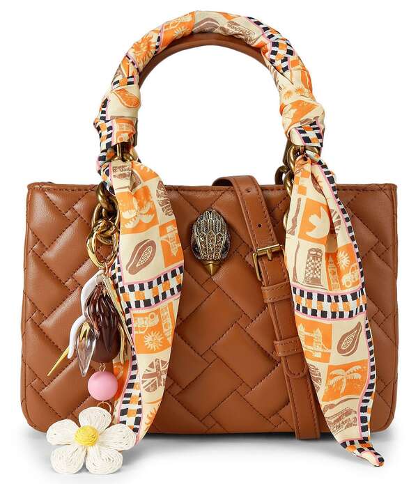 カートジェイガーロンドン レディース バッグ ミニ Kurt Geiger London Square Mini Kensington Satchel Tote Bag Brown ブラウン｜ReVida 店 57,640円