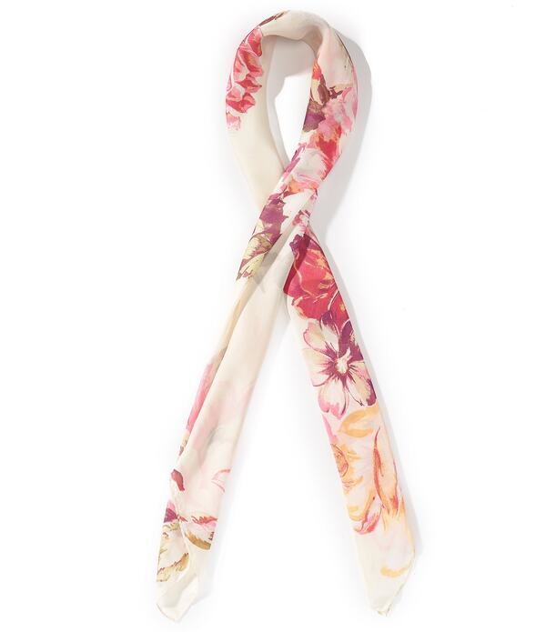 ヴィンスカムート レディース 添え物 消音装置・袈裟・えり巻き 繻子 Vince Camuto Painterly Rose Satin Square Scarf Ivory Multi 象牙色