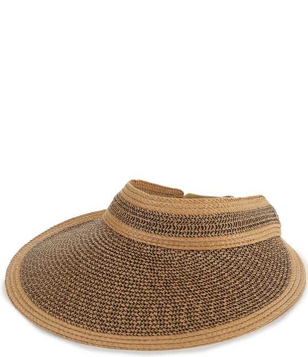 ヴィンスカムート レディース 付属物 鳥打ち帽 ツィード Vince Camuto Rollup Tweed Straw Visor Hatan Multi タン