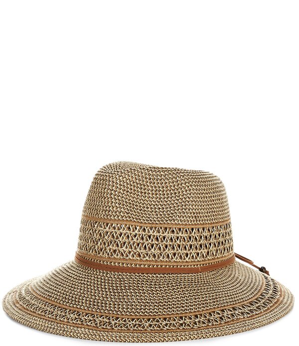 ヴィンスカムート レディース 付属物 鳥打ち帽 ツィード Vince Camuto Tapered Back Tweed Panama Hat Brown Combo 赤銅色