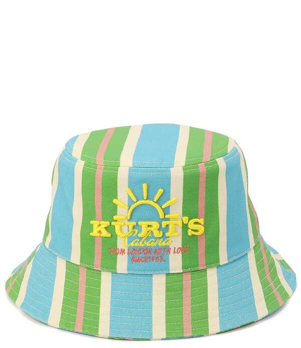 カートジェイガーロンドン レディース 付属物 鳥打ち帽 Kurt Geiger London Kurt Cabana Striped Bucket Hat Bright Blue 青碧