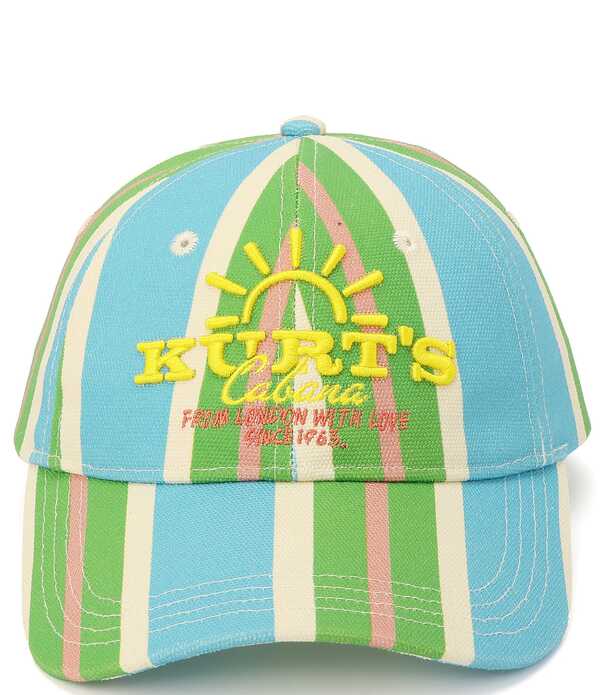 カートジェイガーロンドン レディース 付属物 鳥打ち帽 旗がしら Kurt Geiger London Kurt Cabana Striped Baseball Cap Bright Blue 青碧