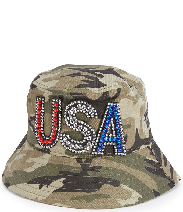 アンナ\u0026アヴァ レディース 付属物 鳥打ち帽 Anna \u0026 Ava Embellished U.S.Americana Camo Bucket Hat Camo