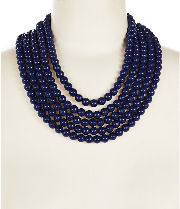 ディラーズ レディース アクセサリー ネックレス・チョーカー レース Dillard's Navy Beaded Short Multi-Strand Statement Necklace Blue/Silver ブルー｜ReVida 店