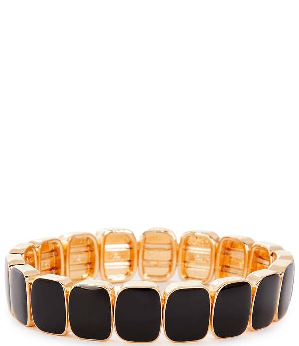 ディラーズ レディース アクセサリー ブレスレット・バングル・アンクレット Dillard's Jet Squares Enamel Stretch Bracelet Black/Gold ブラック|ReVida 店