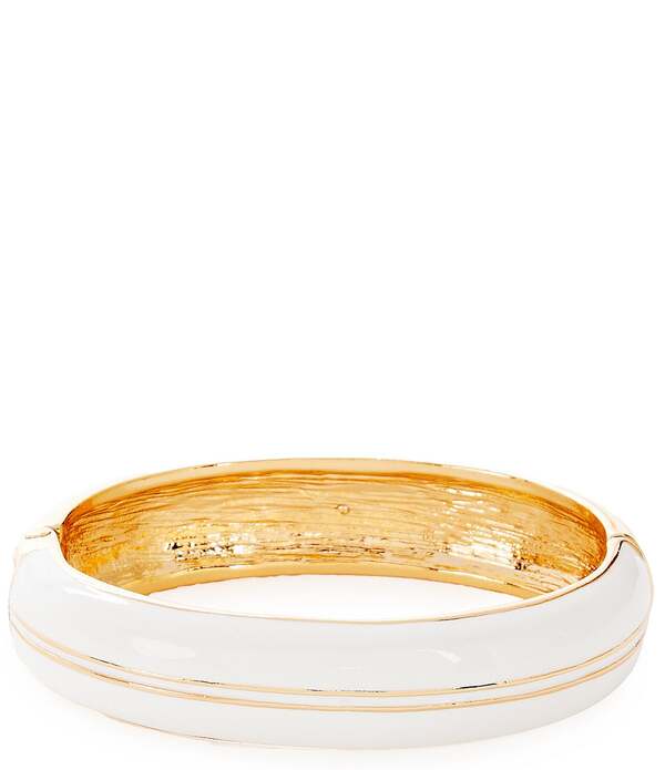 ディラーズ レディース アクセサリー ブレスレット・バングル・アンクレット Dillard's Enamel Wide Hinge Bracelet Gold/White ホワイト｜ReVida 店 11,085円