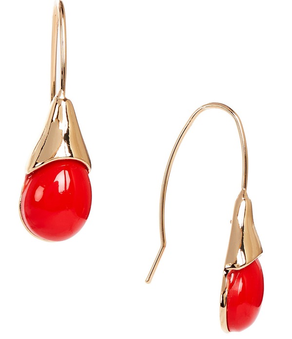 ディラーズ レディース アクセサリー ピアス・イヤリング Dillard's Resin Teardrop Earrings Gold/Red レッド｜ReVida 店