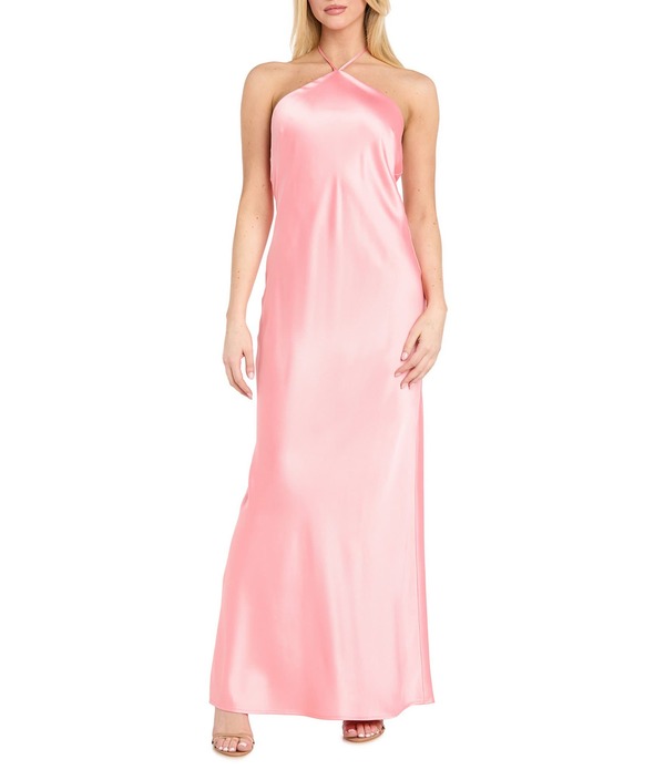 モルガン レディース トップス 衣装 繻子 ホルター Morgan \u0026 Co. Satin Halter Neck Long Dressherbet