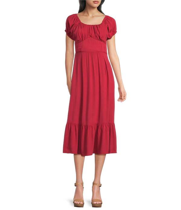 アンジー レディース トップス 衣裳 MIDI 帝国 Angie U-Neckline Short Sleevempire Midi Dress Cherry