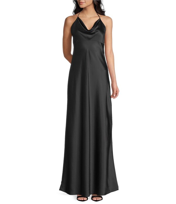 ビーダーリン レディース トップス 衣裳 ホルター B. Darlin Halter Cowl Neck Spaghetti Strap Long Dress Black 黒いこと