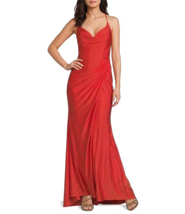 ジービー レディース トップス 衣装 ギャザー スピード競技 プルオーバー GB Social Jersey Ruched Lace-Up Back Long Dress Orange オレンジ色