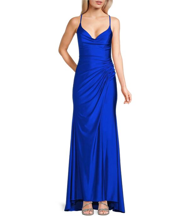 ジービー レディース トップス 衣装 ギャザー スピード競技 プルオーバー GB Social Jersey Ruched Lace-Up Back Long Dress Royal