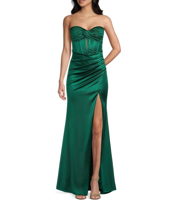 ハニーアンドロージー レディース トップス ワンピース Tシャツ ストラップレス Honey and Rosie Sateen Sweetheart Neck Strapless Corset Long Dress Hunter｜ReVida 店 28,712円