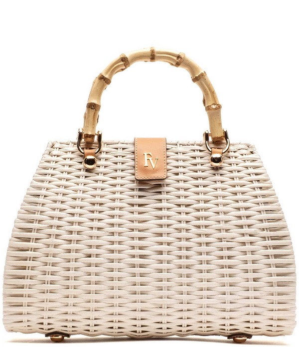 フランセスバレンタイン レディース 御徒面子 FRANCES VALENTINE Rooster Wicker Basket Satchel Bag OFF WHITE 象牙色