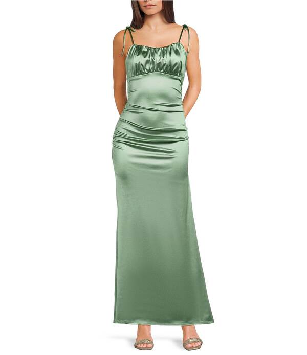 ハニーアンドロージー レディース トップス 衣裳 Honey and Rosie Scoop Neck Spaghettie Strap Low-Back Gown Pistachio
