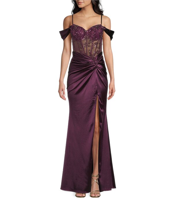 ビーダーリン レディース トップス 衣装 B. Darlin Sweetheart Neck Off The Shoulder Corset Knot Front Dress Deep Wine ぶどう酒
