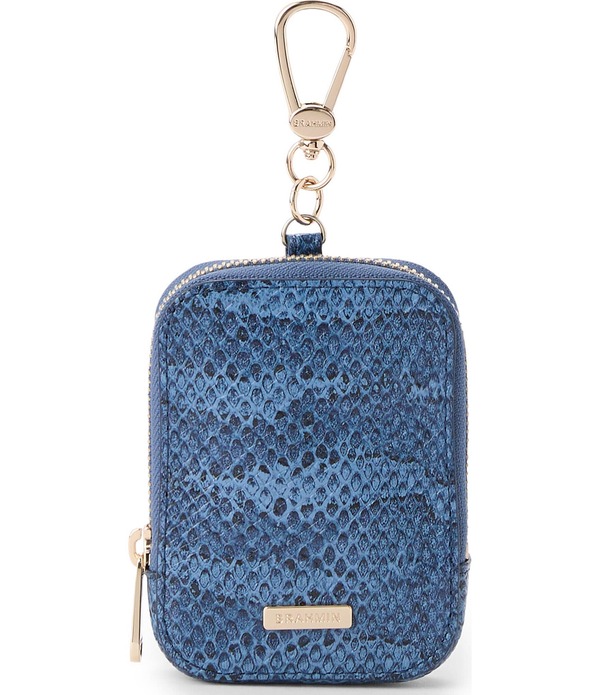 ブランミン レディース 御徒面子 BRAHMIN Playa Collection Katelynn Snake Pouch Keyring Blue 青色