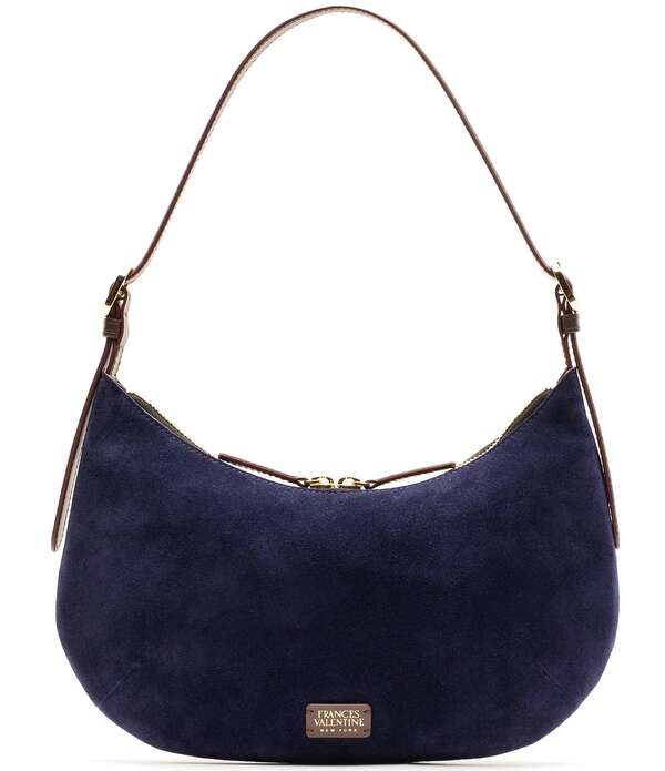 フランセスバレンタイン レディース 御徒面子 スエードクロス FRANCES VALENTINE Starr Suede Hobo Shoulder Bag Navy 米国海軍