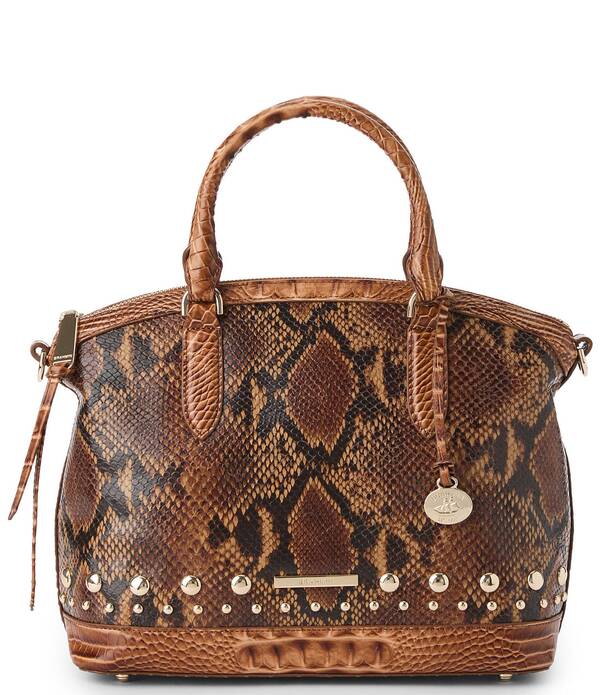 ブランミン レディース 御徒面子 BRAHMIN Anuket Collection Cinnamon Duxbury Snakembossed Studded Satchel Bag Cinnamon