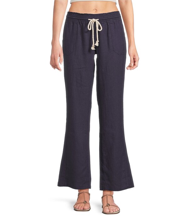 ロキシー レディース ボトムス 心地好いズボン下 ワイドレッグ リネン Roxy Oceanside Linen Blend Wide Leg Pants Mood Indigo インディゴ