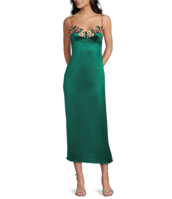 ビーダーリン レディース トップス ワンピース フラワー柄 レース フラワー B. Darlin Adjustable Spaghetti Strapsweetheart Neckline Floralace Dress Hunter Green グリーン|ReVida 店