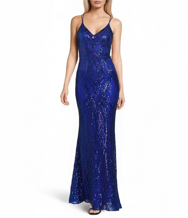 真夜中 お人形さん レディース トップス 衣裳 メッシュ スパンコール Midnight Doll Patterned Sequin Mesh Long Dress Royal