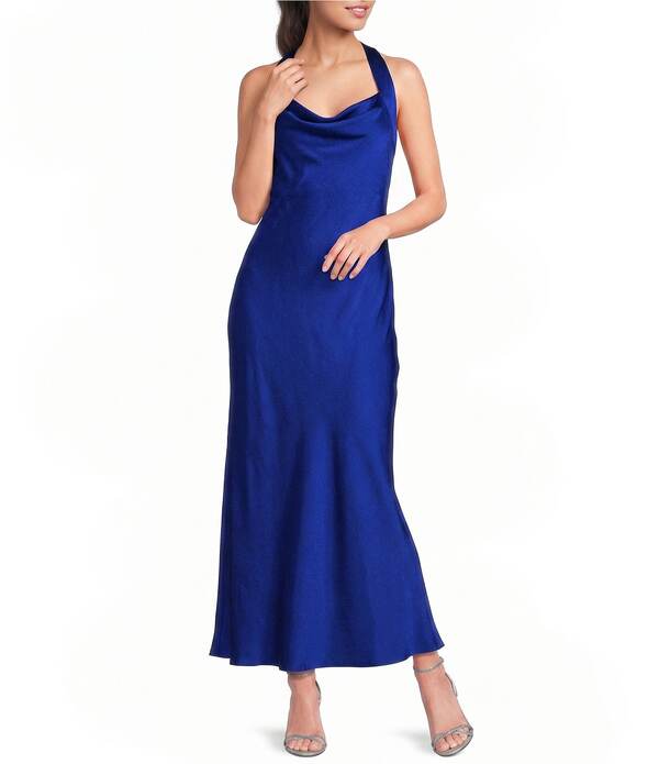 ビーダーリン レディース トップス ワンピース ミディ ホルター B. Darlin Halter Cowl Neck Tie Back Midi Dress Royal|ReVida 店