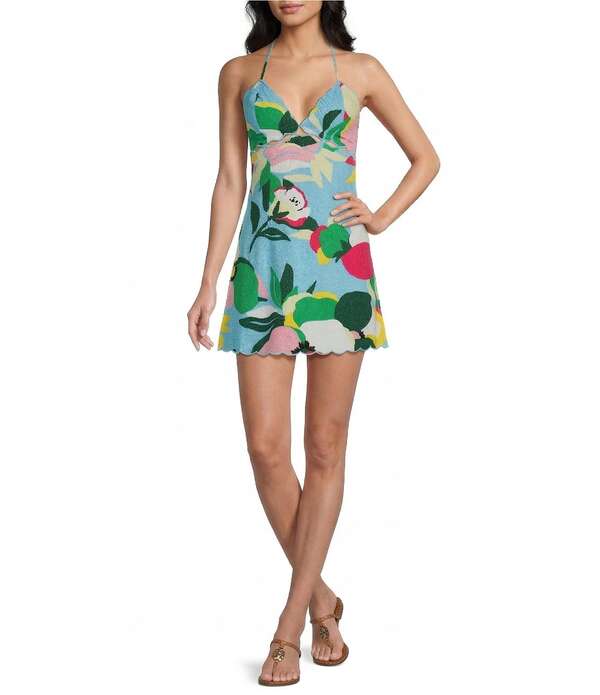 ジービー レディース トップス ワンピース フラワー柄 リネン フラワー ホルター GB Floralinen Halter Dresscuba Blue Multi ブルー|ReVida 店