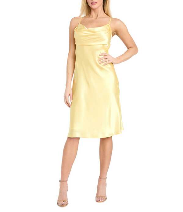 モルガン レディース トップス 衣裳 MIDI Morgan \u0026 Co. Charmeuse Cowl Neck Midi Dress Lemon