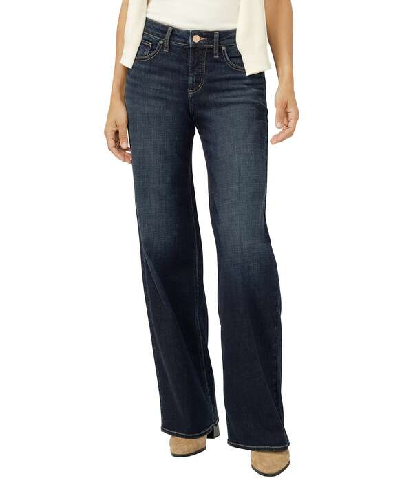 しろがね色 デニム レディース ボトムス ジーンズズボン下 ワイドレッグ Silver Jeans Co. Suki Mid Rise Curvy Fit Wide Leg Jeans Hollen